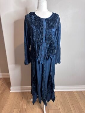 Magic Witchy Boho 2Pc Skirt Set Embroidered Fairycore Goth Festival Outfit Small